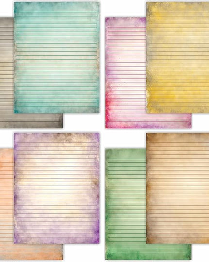 PARTH IMPEX 56 Sheets Vintage Lined Writing Paper 8.5x11 - Letter Size Ruled Stationery Rustic Old Looking Letterhead Printer Paper - 120gsm Thick Uncoated Decorative Colored Antique Aged Design