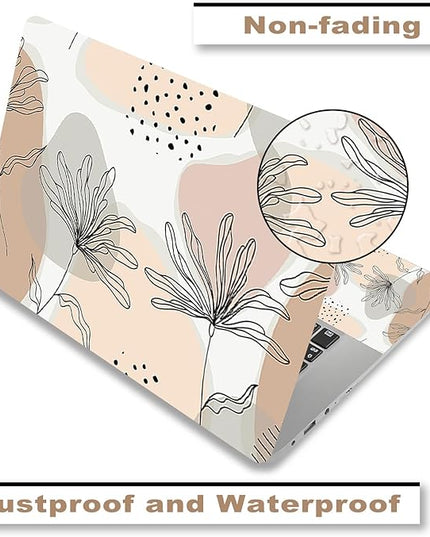 Laptop Skin Sticker Decal,12" 13" 13.3" 14" 15" 15.4" 15.6 inch Laptop Vinyl Skin Sticker Cover Art Protector Notebook PC (2 Wrist Pad Skins Included), Decorative Waterproof Removable, Morandi Leaves