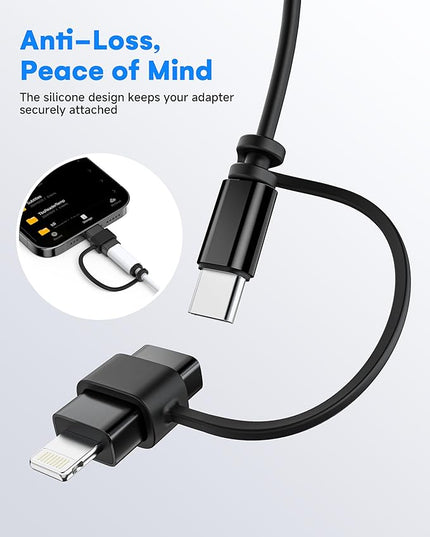 MFi Certified USB C to Lightning Adapter 4-Pack, 27W Fast Charging & Data Sync, Lightning to USB Type C Cable Adapter Compatible with iPhone 14/13/12/Pro/Max, iPad, AirPods, with Anti-Loss Lanyard