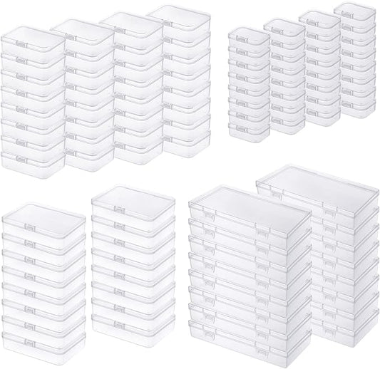 96 Pack Rectangular Clear Plastic Storage Containers Box with Hinged Lid for Beads and Other Small Craft Items (Mixed Sizes 2)