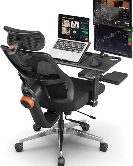 Newtral Ergonomic Office Chair, High Back Desk Chair with Footrest, Auto-Following Lumbar Support & Headrest, 4D Armrest, Adjustable Seat Depth and Height