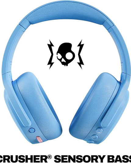 Skullcandy Crusher ANC 2 Wireless Over-Ear Bluetooth Headphones with Multi-Sensory Bass, Active Noise Cancelling, Up to 60 Hours Battery, Microphone for iPhone Android - Preppy Blue