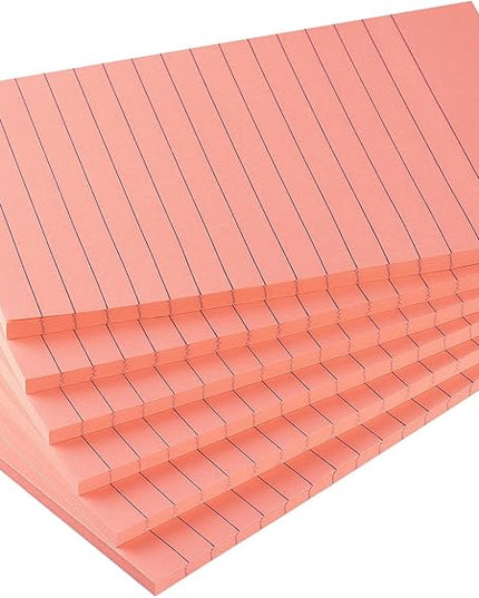 Early Buy 6 Pads Lined Sticky Notes with Lines 4x6 Self-Stick Notes Bright Color Sticky Notes, 45 Sheets/Pad (Pink)