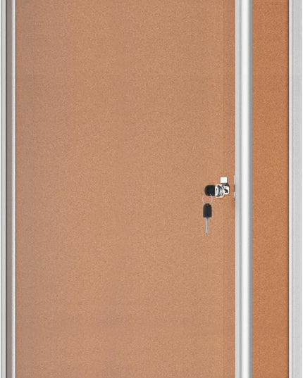 Mifuro 36"x24" Enclosed Bulletin Board, Lockable Weather-Resistant Aluminum Cork Noticeboard for School & Office, Silver Frame w/Cork