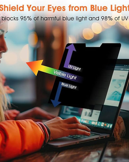 BSPROTE Magnetic Laptop Privacy Screen 14 Inch 16:10 Display- Removable Anti-Glare Blue Light Filter, Computer Privacy Screen Shield, Not for 14'' Laptops with 16:9 Resolution