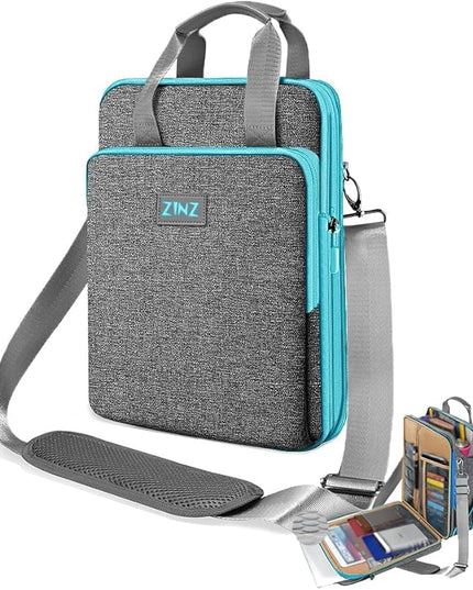 ZINZ 12.3-13 Inch Travel Laptop Shoulder Bag with Expandable Compartment and Valuables Compartment -Gray-Blue edge