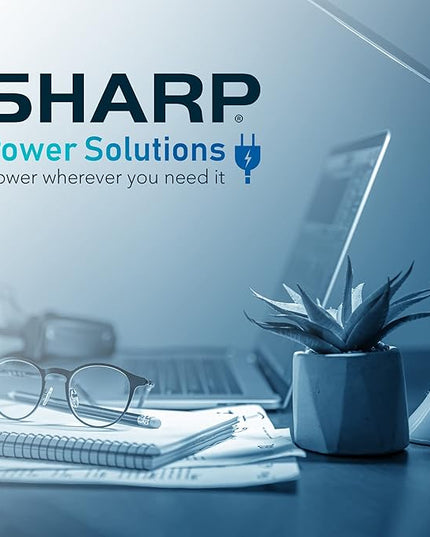 SHARP Surge Protector Power Strip - 6 Widely Spaced Outlets with 4 USB Fast Charge USB Charging Ports (3 USB-A and 1 USB Type-C), Flat Wall-Hugger Plug and 6 ft. Braided Cord, White