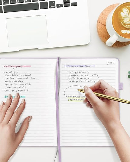 &And Per Se Lined Journal Notebook (5 Packs), 160 Pages, A5 5.7 x 8 inches College Ruled Thick Paper Notebook Journals for Writing, Hardcover Notebooks for Women Men Office School (Lavender)