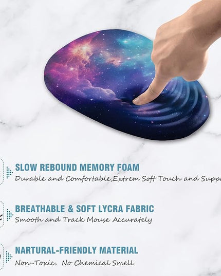Ergonomic Mouse Pad Wrist Support, Mouse Pad with Wrist Rest, Entire Memory Foam & Non-Slip PU Base MousePads with Stepped-Wedge Design for Pain Relief, Desk, Office, Home, Galaxy