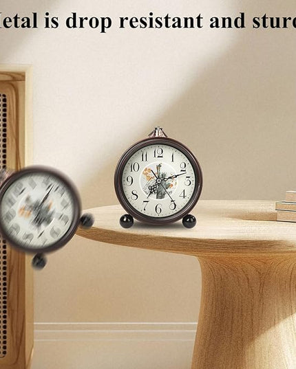 Blusaryme Loud Alarm for Deep Sleepers Desk Vintage Alarm Clock 5.25 inch Small Battery Operated Retro Clock Bedroom Live Room Decor Gift Clock