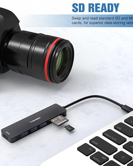 USB C Hub Multiport Adapter USB C Dongle for MacBook Pro, 7 in 1 Dongle USB-C to HDMI, 3 USB 3.0 Ports, SD/TF Card Reader Compatible for MacBook Pro, XPS More Type C Devices