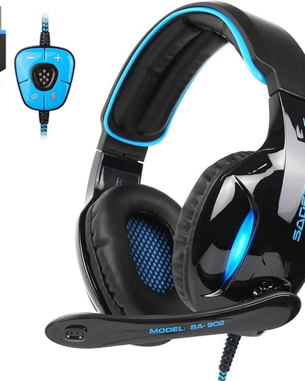 SADES SA902 7.1 USB Surround Sound PC Headsets Over-Ear Gaming Headphones with Microphone LED Light