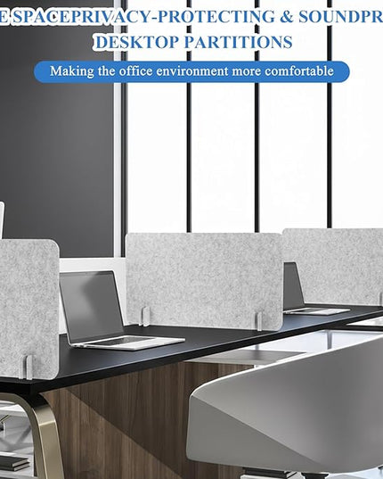 2 Pcs Acoustic Desk Divider Desk Partition, 24" x 18" Freestanding Desk Privacy Panel Lightweight Soundproof Partition with Support Feet for Office Home Use (Silver Gray)