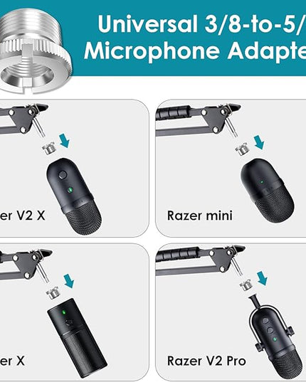 Mic Boom Arm for Razer Seiren V2 X Microphone - Adjustable Mic Arm Compatible with Razer Seiren V2 Pro, Seiren Mini and Seiren X, Mic Stand Great for Streaming, Gaming, Podcast by YOUSHARES