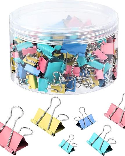 SANNIX 110 PCS Colored Binder Clips, X Large, Large, Medium, Small, Mini and Micro, Colorful Binder Clips Assorted Sizes Clips for Office Home School Supplies