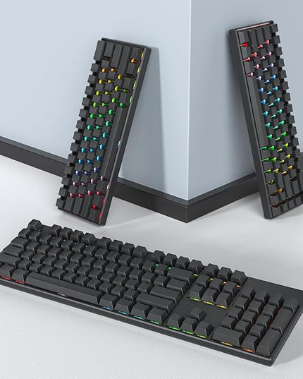 Guffercty kred Black Blank Keycaps Thick PBT Cherry Profile, 129 Keys Minimalist Dolch Keycap Set with 7U Spacebar for Mechanical Keyboard(Blank Black)