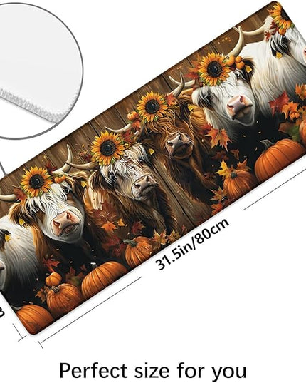 Highland Cow Extra Large Gaming Mouse Pad, Desk Mat, Non-Slip Rubber Base, MousePads for School, Work, Home Accessories Decor Gifts 31.5" x 11.8"