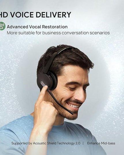 Yealink BH70 Mono UC Wireless Bluetooth Headset with Microphone for Work, up to 35h Talking Battery Life, 3-Mic Noise Cancellation, 91g Lightweight Work Headsets for Open Office, USB-C to A