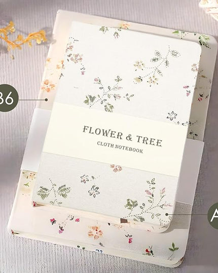 Pocket Journal, Floral Linen Notebook, Similar Embroidered, A6 Notebook, 4x6 Journal, Lay Flat, Hardcover, Lined & Unlined Sketchbook, White