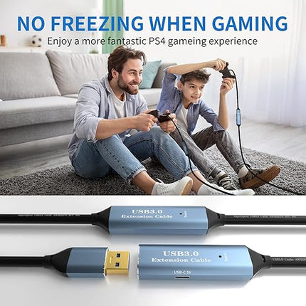 USB 3.0 Extension Cable 65FT Type A Male to Female Active Extender Cord with 3 Extension Chipsets Signal Booster and 1 USB-C Charging Port, for Webcam, PlayStation, Printer, Camera