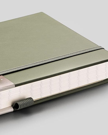 EMSHOI Notebook College Ruled - 256 Numbered Pages, 120 Gsm Thick Paper, A5 Hardcover Leather Lined Journal for Men & Women Work School Journaling Writing Diary 5.7" X 8.3"(Green)