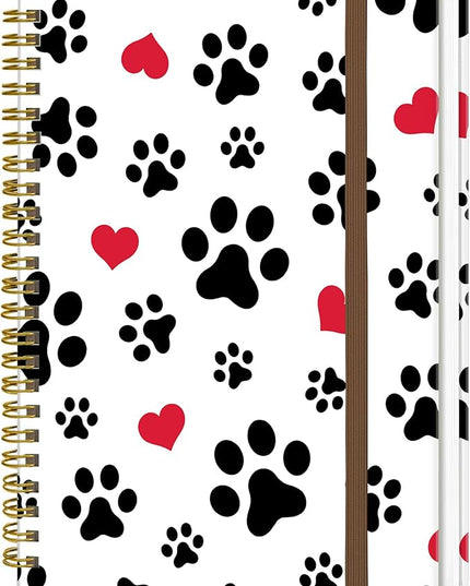 Spiral Journal Notebook, A5 Cute Notebooks for Women Men, College Ruled Hardcover Notebook for Work & Note Taking, 60 Pages Double-Wire Journals for Writing, White Cute Dog Paws