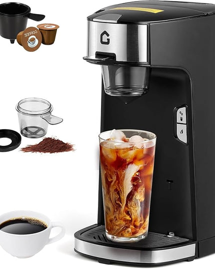 IDEALHOUSE Single Serve Coffee Maker, k Cup Compatibility, Auto Shut Off, Adjustable Tray, One-Button Fast Brew, 18.6 Oz Water Tank for Capsule, Ground & Tea, for Home, Office