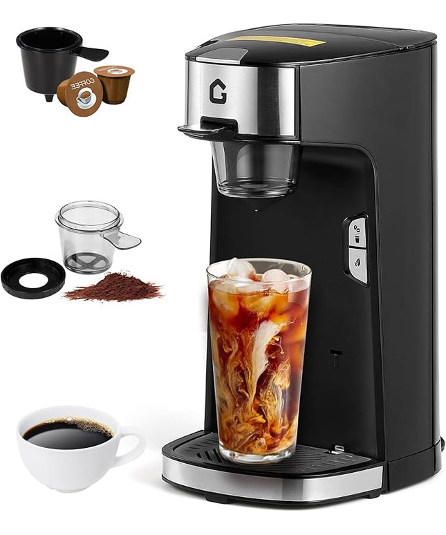 IDEALHOUSE Single Serve Coffee Maker, k Cup Compatibility, Auto Shut Off, Adjustable Tray, One-Button Fast Brew, 18.6 Oz Water Tank for Capsule, Ground & Tea, for Home, Office