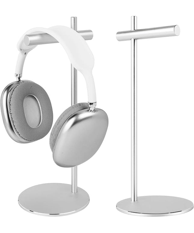 LinNature Aluminum Alloy Headphone Stand for Desk with Non-Slip Base - Universal Headset Stand Compatible with Over-Ear, On-Ear and Neckband Headphones (Silver)