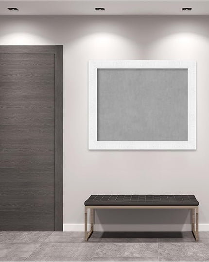 Amanti Art White Framed Magnetic Board 39x47 X-Large Vision Board for use with Magnets, 100% Metal Sheet to Display Items as Office Decor or for Home Organization in mudroom, Kitchen or Kids Room