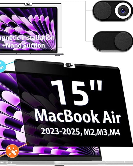 IPROKKO Magnetic MacBook Privacy Screen Protector, Compatible with MacBook Air 15Inch (2023-2025, M2 M3 M4) - A2941 A3114 A3241, Removable Matte Anti Glare Blue Light Filter for Mac Air 15.3" Laptop