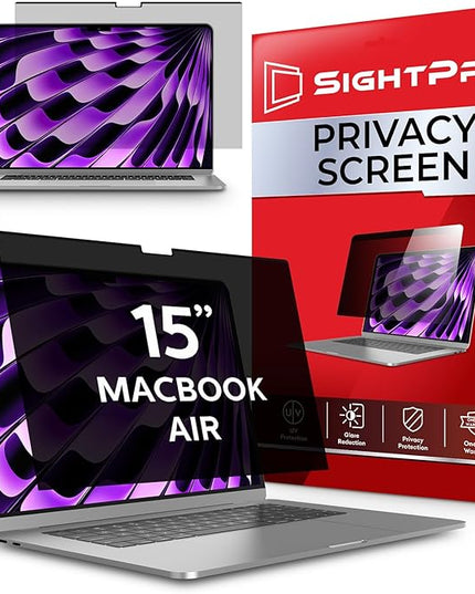 SightPro Magnetic Privacy Screen for MacBook Air 15 Inch (2023-2025, M2, M3, M4) Removable Laptop Privacy Filter Shield and Protector
