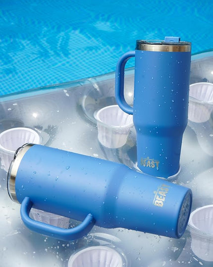 Beast 50 oz Tumbler with Handle Stainless Steel Vacuum Insulated Coffee Ice Cup Double Wall Travel Flask (Stormy Sky Blue)