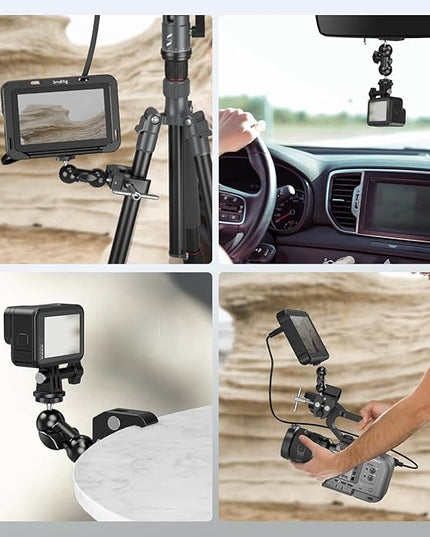 SMALLRIG Super Camera Clamp Mount 2-Pack, Double Ball Head Magic Arm Adapter, Fence/Desk/Tripod Mount for Monitor/Light/Camera, for Insta360, for Gopro, for Osmo Pocket 3, 5321