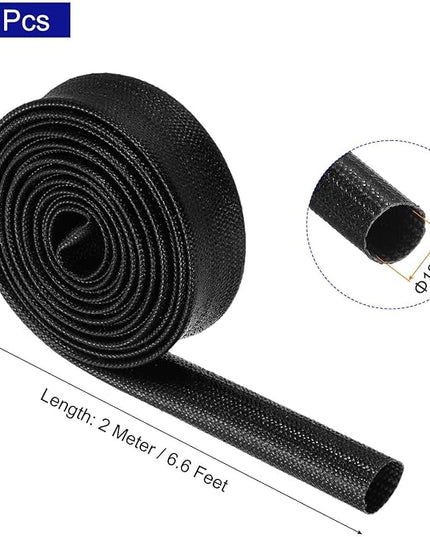 MECCANIXITY 5Pcs Wire Insulation Braid Fire Sleeve,6.6Ft-12mm ID Black, High Temp Silicone Coated Fiberglass Sleeving for Automotive Hose Lines Electrical Wiring