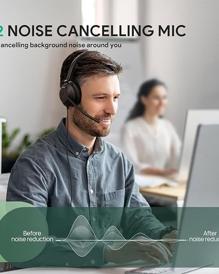 Yealink UH35 USB Headset with Microphone,Mono Wired Headset with Noise Cancelling Mic,Computer Headset Teams Certified,for Home Office Online Meeting Call Center, All Day Comfort