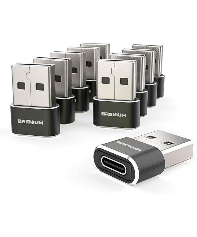 USB to USB C Adapter 10-Pack, Charger Converter for iPhone 14, Samsung Galaxy, iPad, Apple Watch, Type-C Female to A Male (USB-A to USB-C)