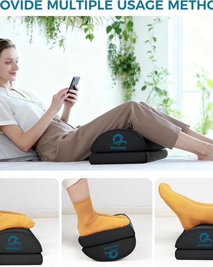 Foot Rest for Under Desk at Work, Adjustable Height Memory Foam Foot Stool with Washable Cover-Comfortable Footrest, Ergonomic Footrest for Under Desk, Office Chair (Black)