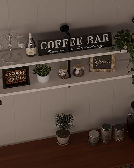 Industrial Pipe Shelving Rustic White Pipe Wall Shelves Industrial Shelves with Wood Planks Floating Shelves 60 Inch Farmhouse Bathroom,Kitchen Shelving Wall Mounted