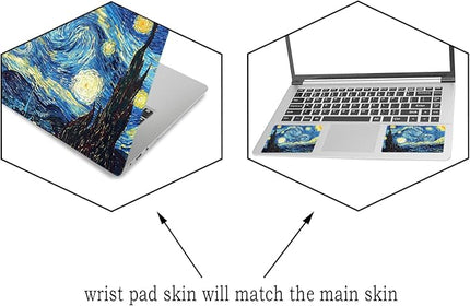 Laptop Skin Sticker Decal,12" 13" 13.3" 14" 15" 15.4" 15.6 inch Laptop Vinyl Skin Sticker Cover Art Protector Notebook PC (2 Wrist Pad Skins Included), Waterproof Removable, Van Gogh Starry Night