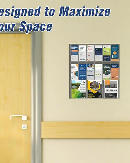 Acrylic Brochure Pamphlet Holder, 3 Magazine Holders and 12 Pamphlet Holders, Wall Mount Display Rack, Trifold Flyer Holder, Literature Organizer for Home, Office, Dual-Tone Clear Front & Black Back