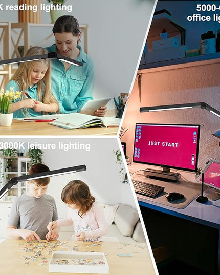 LED Desk Lamp with Clamp, Architect Desk Lamp with Dual Light and Adjustable Swing Arm, Clip-on Eye-Care 4 CCT Modes & 5 Brightness Levels Table Light Modern Computer Lighting for Home Office