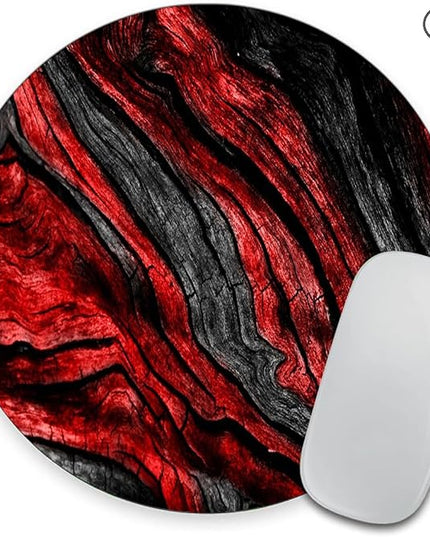 and Red Woodgrain Round Mousepad, Personalized Custom Design Mouse Pads,Cute Waterproof Circular Non-Slip Rubber Base Small Mouse Pad, Mousepad for Laptop Computers