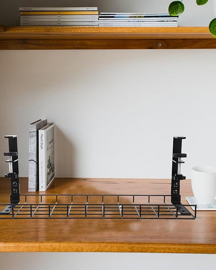 Under Desk Cable Management Holder Cord Organizer Tray No Drill Wire Storage Rack for Home Office Standing Desk, Black 500Mm,