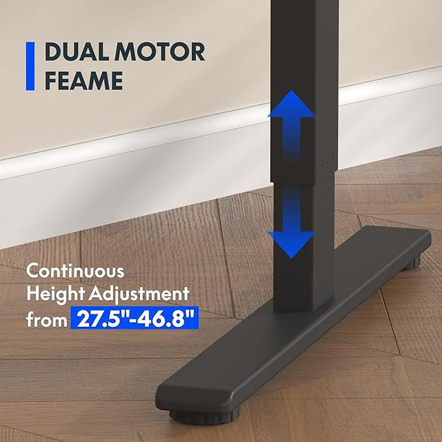 FLEXISPOT E3 Bamboo Dual Motor 60 x 30 Electric Standing Desk Sit Stand Up Desk, Holds 220 lbs, Adjustable Height w/Memory Presets, Solid Bamboo Desktop & Black Frame, Ships in 2 Boxes