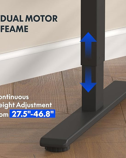 FLEXISPOT E3 Dual Motor Electric Standing Desk 55 x 28 Sit Stand Up Desk, Holds 220 lbs, Adjustable Height w/ Memory Presets, One-Piece Special Walnut Desktop & Black Frame, Ships in 2 Boxes