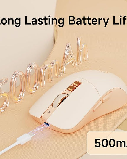 EWEADN G309 Wireless Computer Mouse,2.4G&Bluetooth Ergonomic Cordless Mice with 4000 DPI,5 Adjustment Levels,Cute and Portable Mouse for Laptops, PC and More,7 Buttons Office USB Mice-Pink