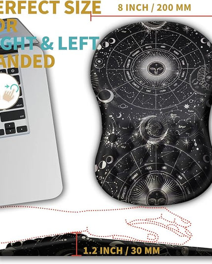Hokafenle Ergonomic Mouse Pad Wrist Support with Massage Design, Wrist Rest Pain Relief Mousepad with Memory Foam&Non-Slip PU Base,Mouse Pads for Wireless Mouse (12x8 inch,Tarot Constellation)