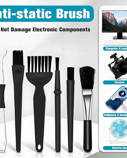 6PCS Keyboard Brush Cleaner Kit with Keycap Puller & Switch Puller, PP Handle Nylon Small Space Dust Removal Anti Static Brush for Computer Keyboard Electrical Appliance Seam Motherboard Camera