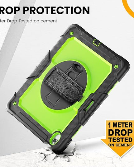 timecity for iPad (A16) 11th/ 10th Generation Case 11''/ 10.9 Inch (2025/2022) - Heavy Duty Protective Cover with Screen Protector, Stand, Shoulder Strap & Pencil Holder | Kids-Friendly - Green